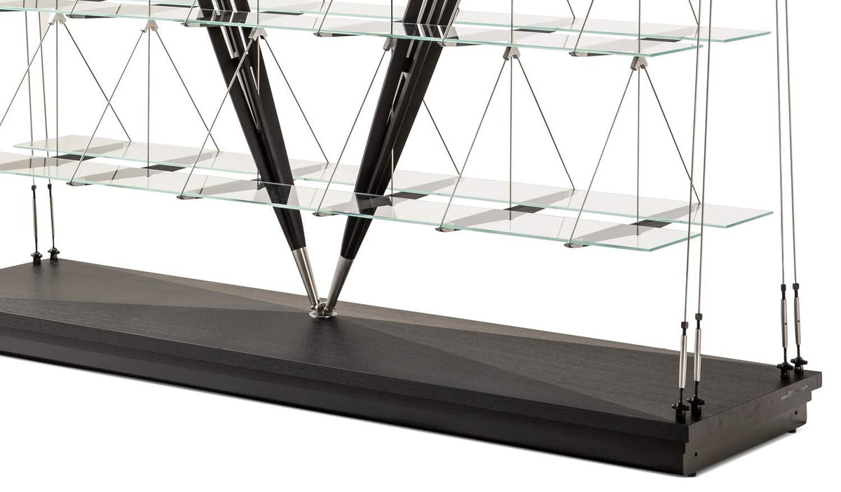 Bibliothèque 838 Veliero de Franco Albini - Cassina-détail des étagères en verre et câbles-Cassina