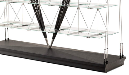 Bibliothèque 838 Veliero de Franco Albini - Cassina-détail des étagères en verre et câbles-Cassina