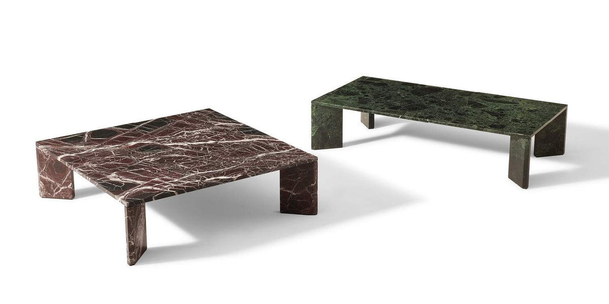 Table basse Ordinal de Michael Anastassiades - Cassina-les deux formats en rouge de Levanto et vert des Alpes-The Woods Gallery