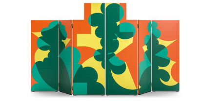 Paravent Paravento Balla de Giacomo Balla - Cassina-vue de face, paravent aux motifs verts et orange-Cassina