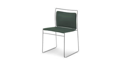Chaise Tulu de Kazuhide Takahama - Cassina-chaise en tissu vert, structure chromée-The Woods Gallery
