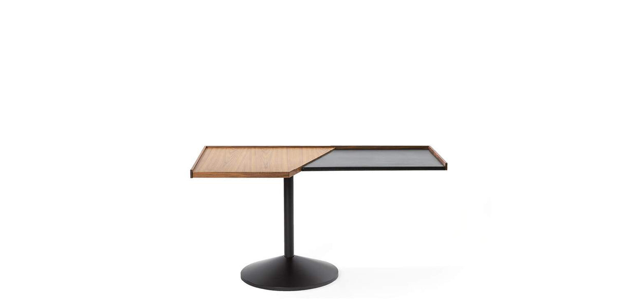 Bureau 840 Stadera de Franco Albini - Cassina-vue de trois quarts, plateau bicolore sur pied rond-Cassina