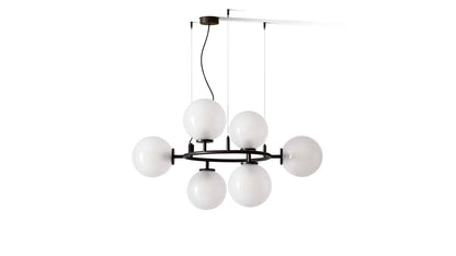Lustre Constellation - Cassina-suspension noire à six globes blancs-Cassina