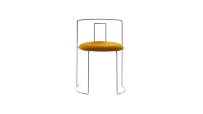 Tabouret de bar Gaja Bar de Kazuhide Takahama - Cassina-tabouret à assise jaune, structure chromée-The Woods Gallery