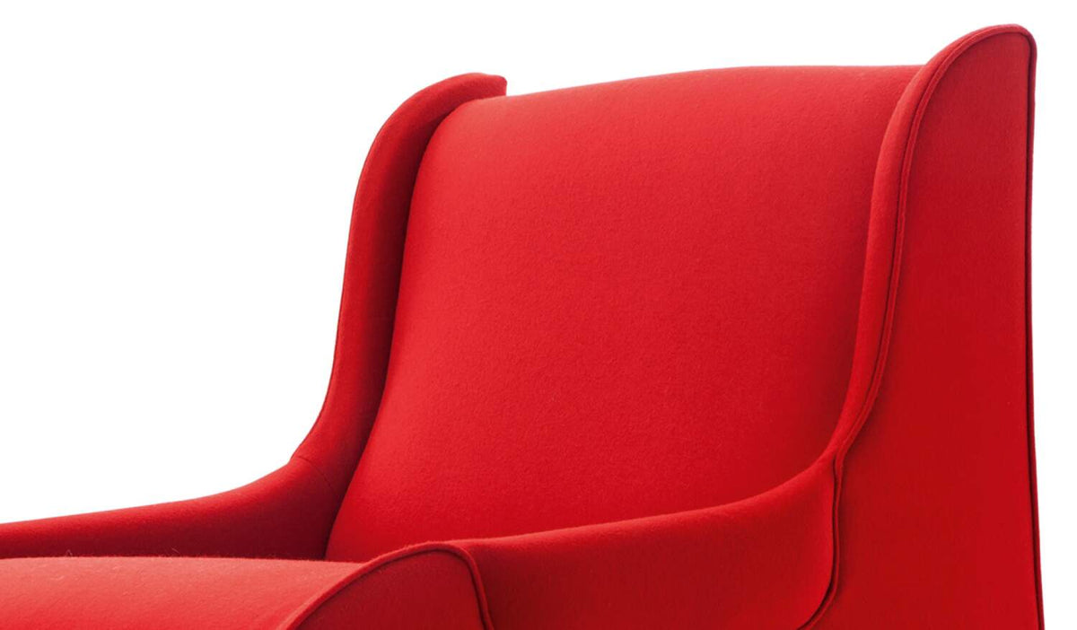 Fauteuil Antropus de Marco Zanuso - Cassina-détail du dossier à oreilles en tissu rouge-Cassina