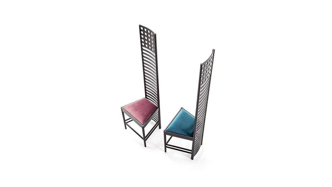 Chaise 292 Hill House 1 de Charles Rennie Mackintosh - Cassina-deux chaises, assises violine et bleue-Cassina