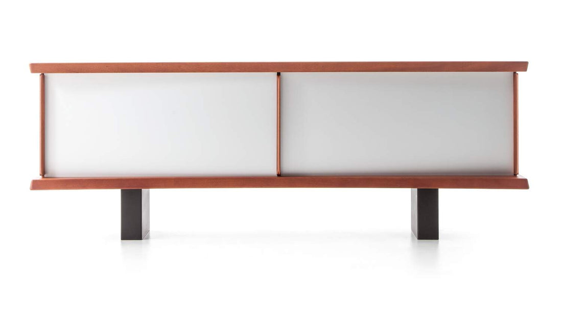 Enfilade 513 Riflesso de Charlotte Perriand - Cassina - Livraison rapide-acajou, portes en aluminium naturel-The Woods Gallery