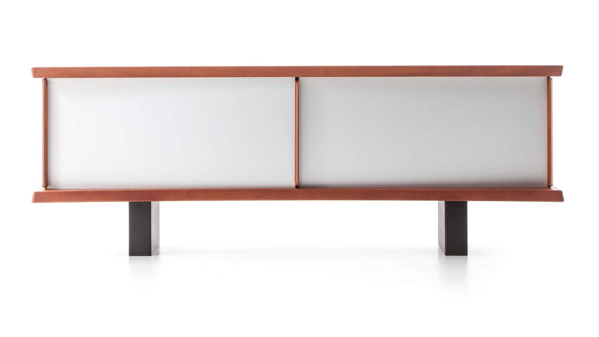 Enfilade 513 Riflesso de Charlotte Perriand - Cassina - Livraison rapide-acajou, portes en aluminium naturel-The Woods Gallery