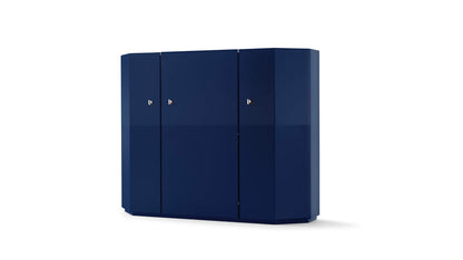 Meuble Bramante de Kazuhide Takahama - Cassina-meuble laqué bleu nuit, portes fermées-The Woods Gallery