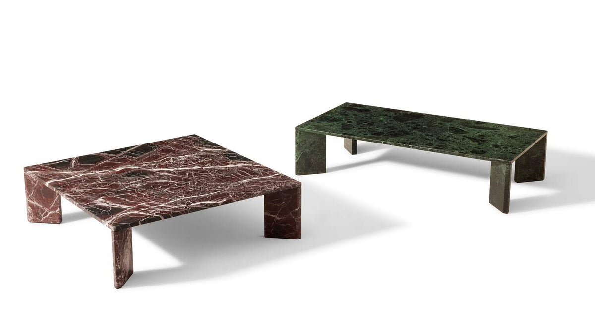 Table basse Ordinal de Michael Anastassiades - Cassina-carrée en marbre rouge de Levanto-The Woods Gallery