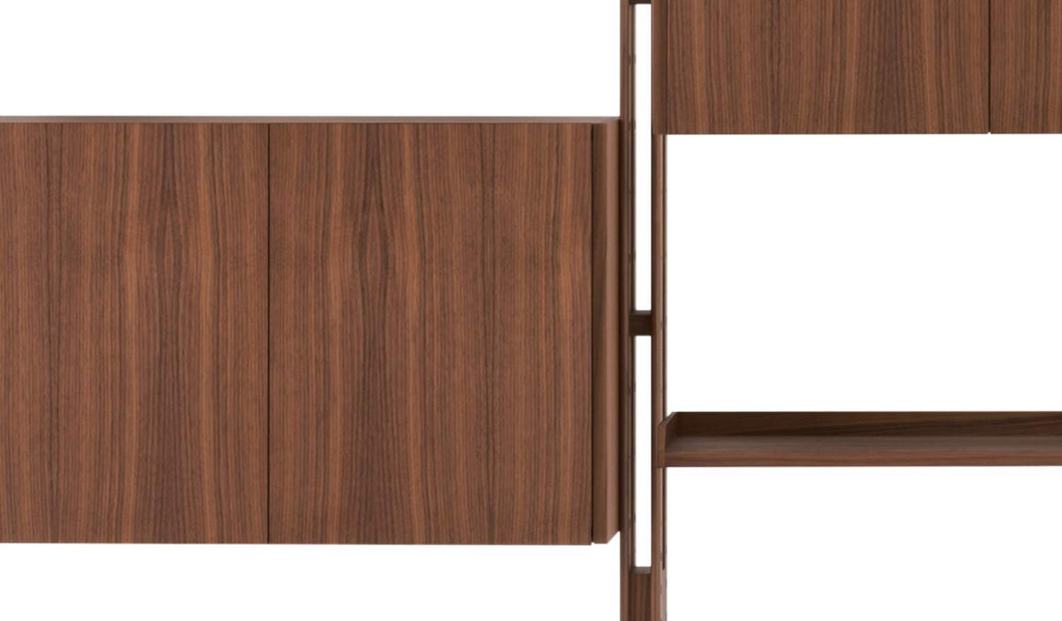 Bibliothèque 835 Infinito de Franco Albini - Cassina-détail des éléments en noyer-Cassina
