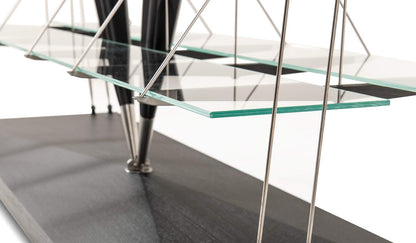 Bibliothèque 838 Veliero de Franco Albini - Cassina-étagères en verre, haubans en acier et socle noir-Cassina