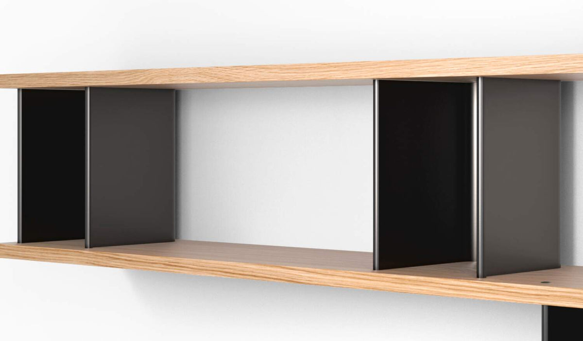 Bibliothèque 536 Nuage à Plots de Charlotte Perriand - Cassina-étagères en chêne et montants métalliques noirs-Cassina