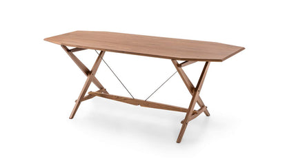 Bureau 833 Cavalletto de Franco Albini - Cassina-vue de trois quarts, table à piétement croisé en bois-Cassina
