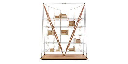 Bibliothèque 838 Veliero de Franco Albini - Cassina-structure en V, câbles et étagères en verre-Cassina
