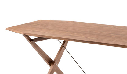 Bureau 833 Cavalletto de Franco Albini - Cassina-détail du plateau en noyer et pieds croisés-Cassina