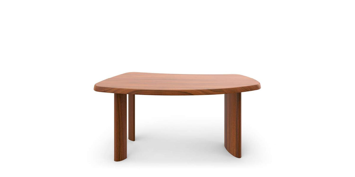 Petit bureau 538 en forme libre de Charlotte Perriand - Cassina-vue de trois quarts, bureau en bois brun-Cassina