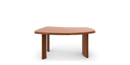 Petit bureau 538 en forme libre de Charlotte Perriand - Cassina-vue de trois quarts, bureau en bois brun-Cassina