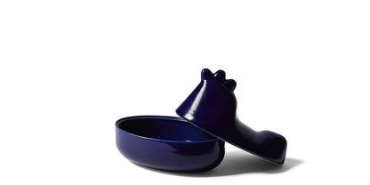 Récipient Taac de Davide Oldani - Cassina-vue de trois quarts, récipient bleu avec couvercle ouvert-Cassina