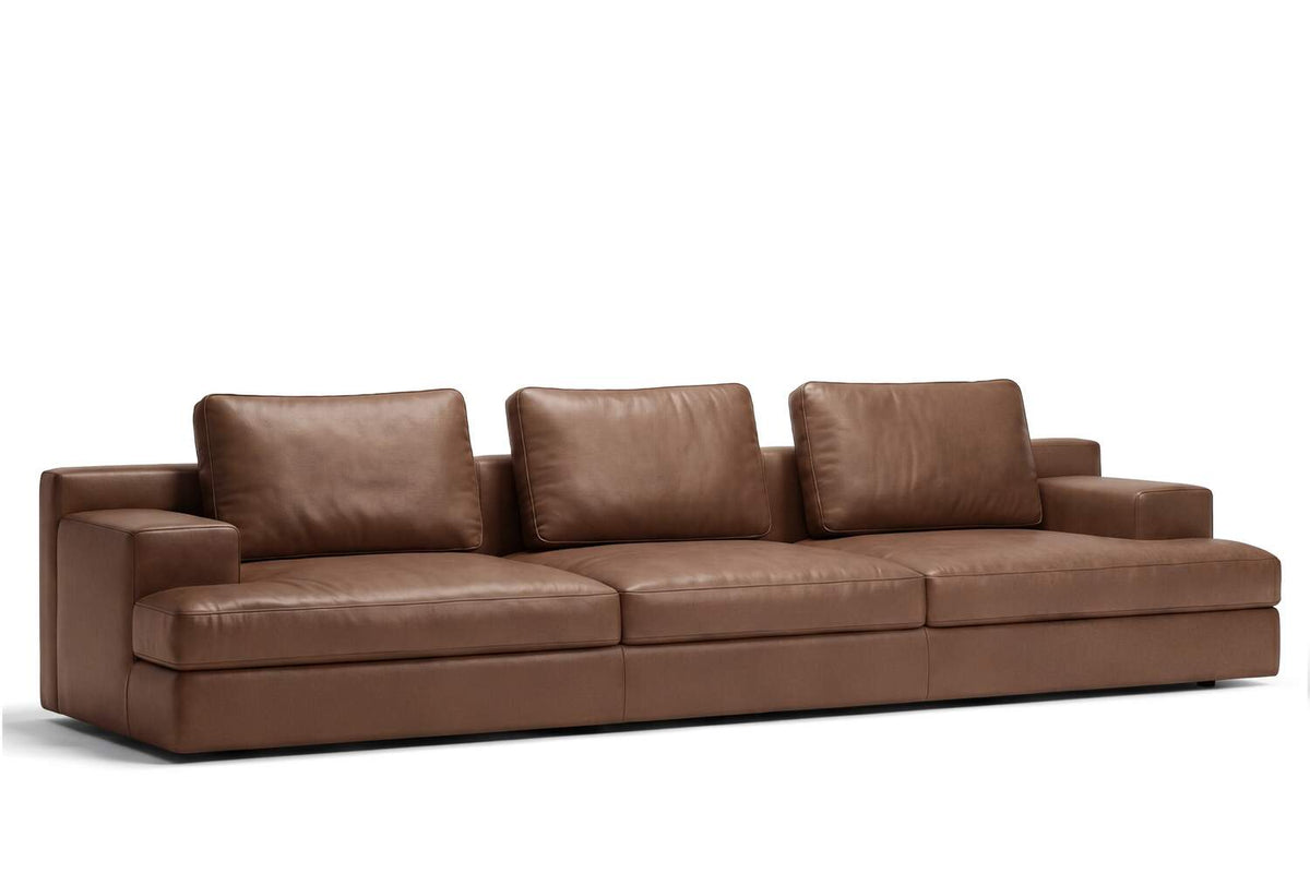 Canapé modulable Miloe de Piero Lissoni - Cassina-canapé en cuir vu de trois quarts-The Woods Gallery