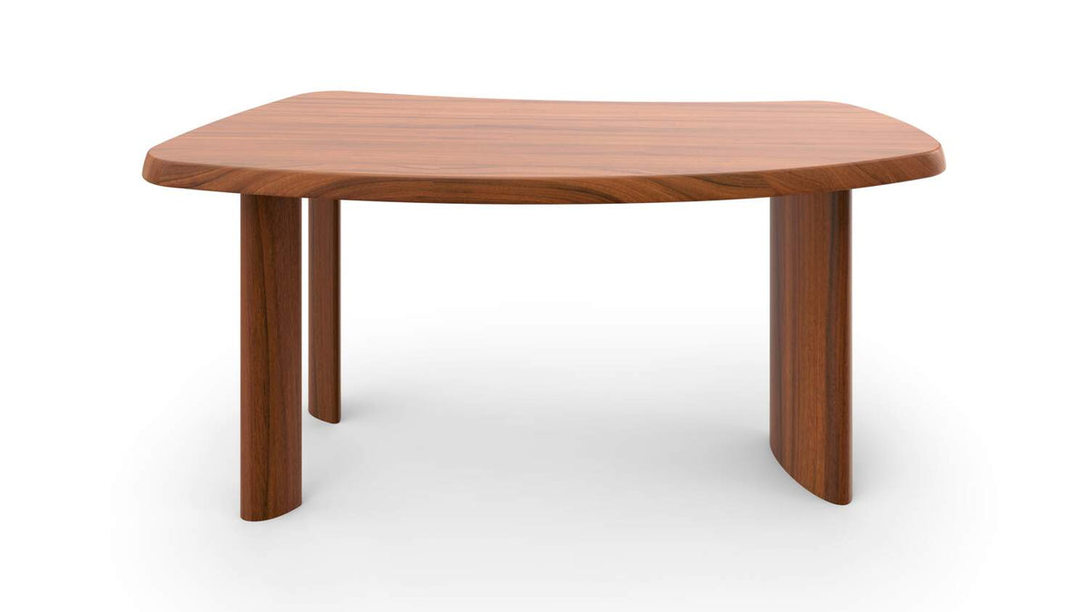 Petit bureau 538 en forme libre de Charlotte Perriand - Cassina-vue de face, bureau en bois brun-Cassina
