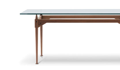 Table 839 TL3 de Franco Albini - Cassina-plateau en verre sur piétement en noyer-Cassina