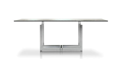 Table W02 Sarpi de Carlo Scarpa - Cassina-vue de face, plateau en verre sur base chromée-Cassina