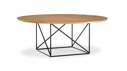 Table de conférence (LC15) de Le Corbusier - Cassina-vue de trois quarts, plateau en chêne-Cassina