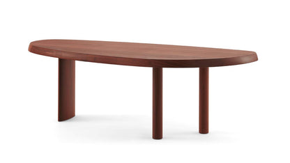 Table 525 en forme libre de Charlotte Perriand - Cassina-vue de trois quarts, plateau en forme de goutte, acajou-Cassina