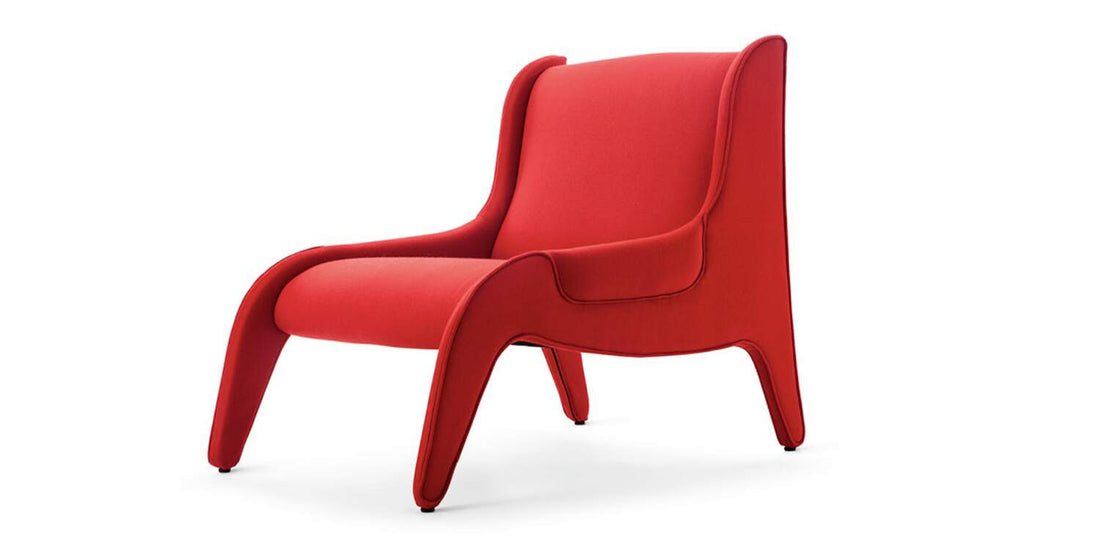 Fauteuil Antropus de Marco Zanuso - Cassina-vue de trois quarts, tissu rouge-Cassina