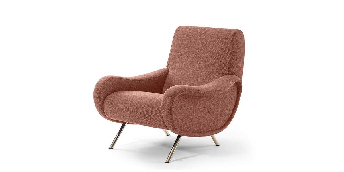 Fauteuil 720 Lady de Marco Zanuso - Cassina-fauteuil en tissu vieux rose, piètement basalte-The Woods Gallery