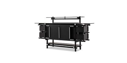 Buffet Elling de Gerrit Thomas Rietveld - Cassina-frêne teinté noir, vue de face-The Woods Gallery