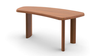 Petit bureau 538 en forme libre de Charlotte Perriand - Cassina-vue de trois quarts, bureau en noyer-Cassina