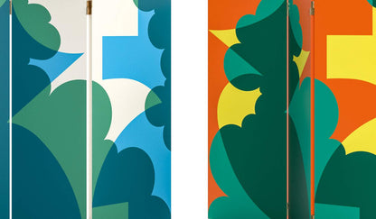 Paravent Paravento Balla de Giacomo Balla - Cassina-détail de deux panneaux aux motifs géométriques colorés-Cassina