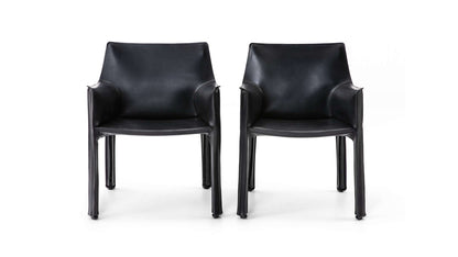 Fauteuil en cuir CAB 413 par Mario Bellini - Cassina-deux fauteuils en cuir noir, Cassina