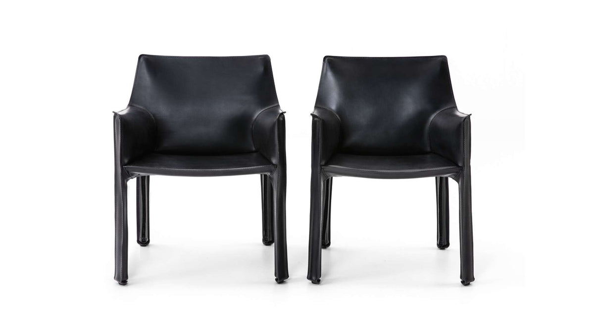 Fauteuil en cuir CAB 413 par Mario Bellini - Cassina-deux fauteuils en cuir noir, Cassina