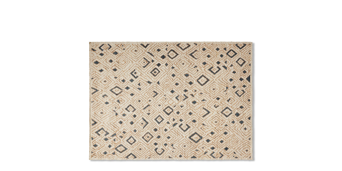 Tapis Ténéré en jute - Cassina-vue à plat, tapis à motifs losanges noirs sur jute-Cassina