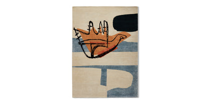 Tapis La Main Ouverte de Le Corbusier - Cassina-vue de dessus, motif de main ouverte sur fond beige-Cassina