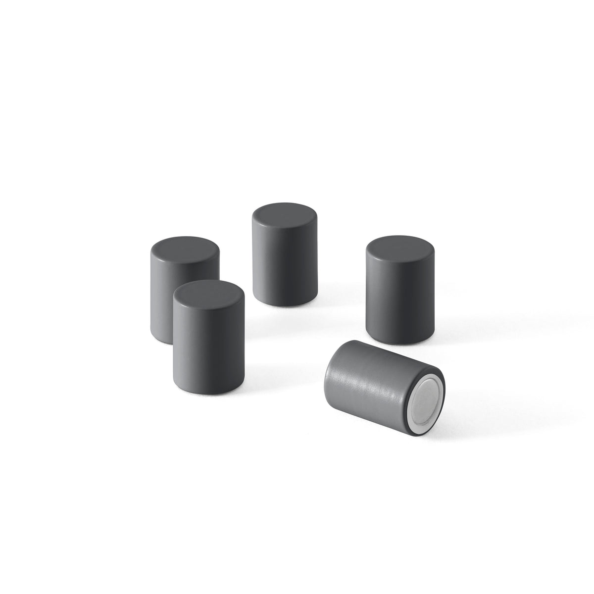 Aimants MINMAG (lot de 5) laqués 04 Anthracite, sur fond blanc