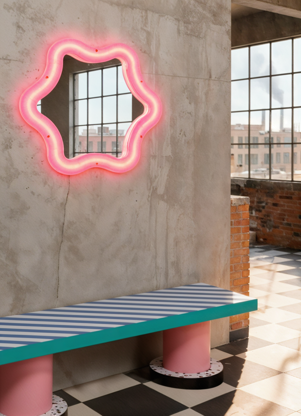 Miroir lumineux Supercurve Tiny Flower de BBMDS - Seletti-en situation, visuel de synthèse-The Woods Gallery