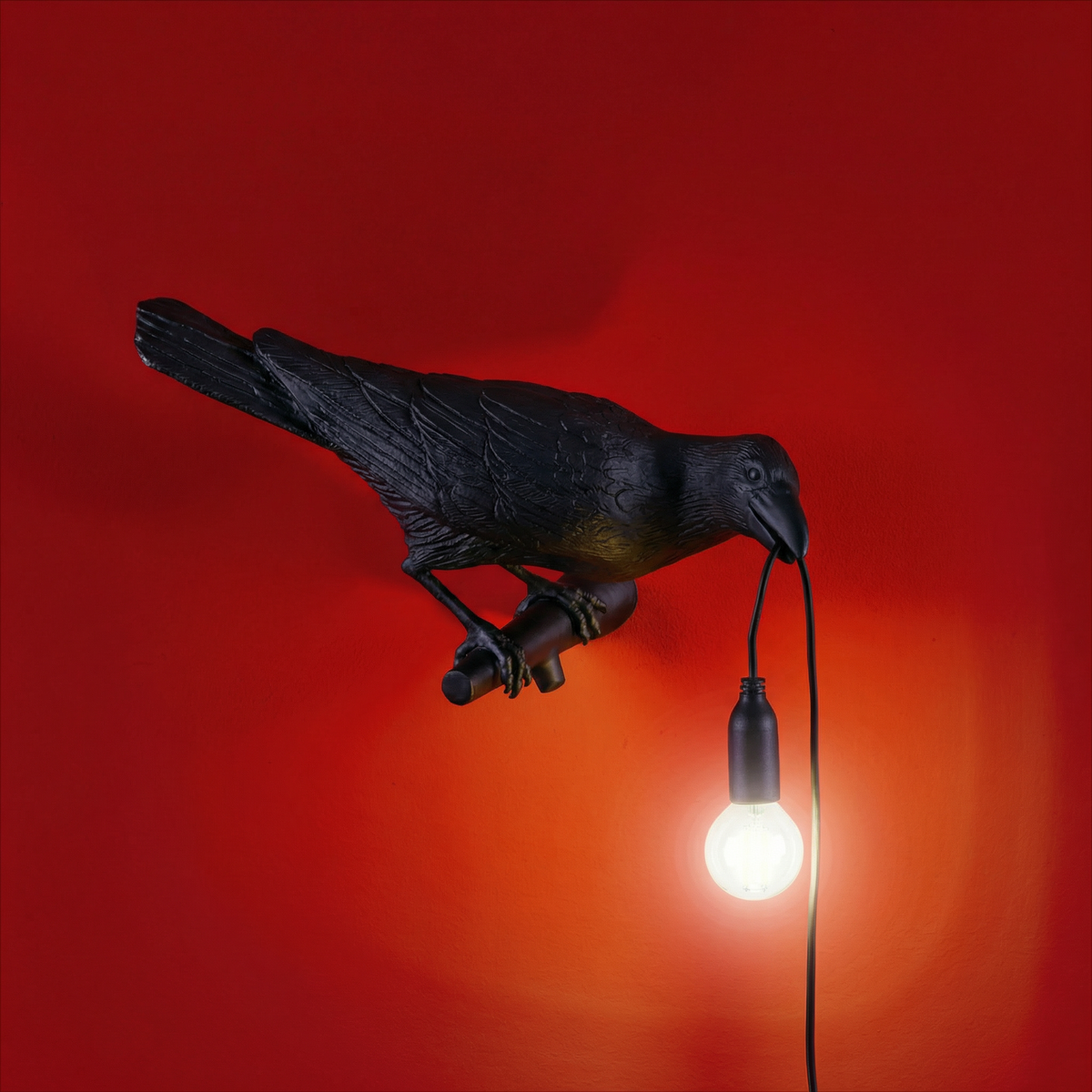 Applique Bird Lamp Looking Right noire de Marcantonio - Seletti-vue 2-The Woods Gallery