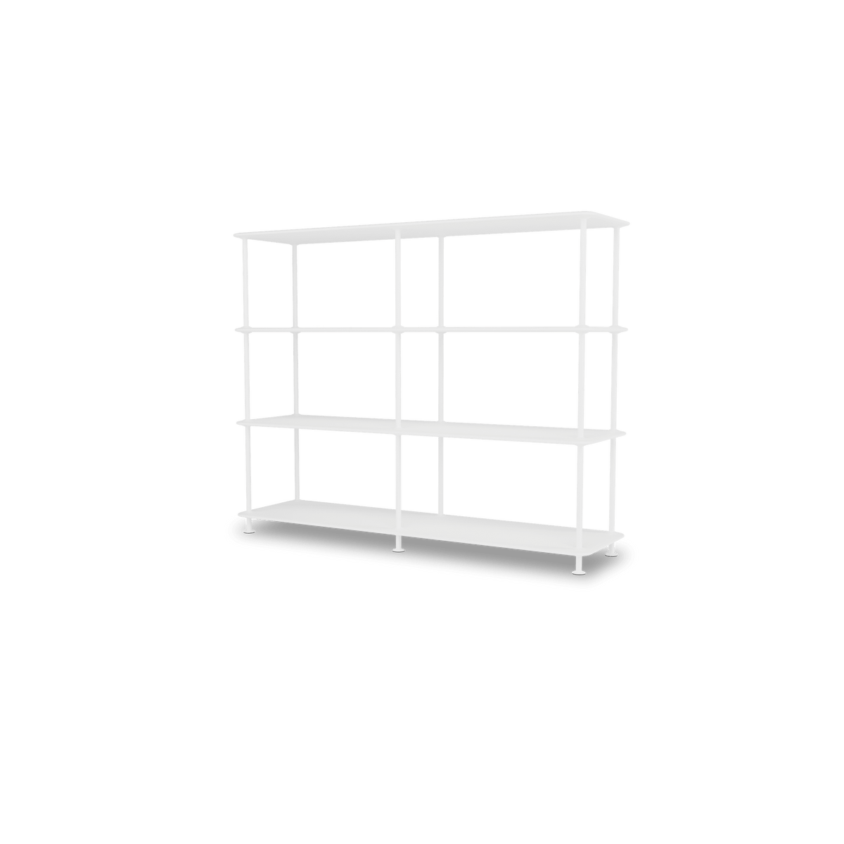 Etagère Free 330000 Montana, tablettes 214 New White et structure 101 New White, vue de trois quarts sur fond blanc