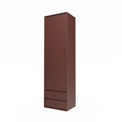 Armoire Attire I Montana, laque 155 Masala, suspendu au rail mural, vue de trois quarts sur fond blanc