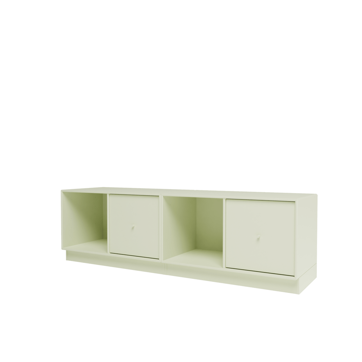 Banc Rest II Montana, laque 140 Pomelo, sur socle de 7 cm, vue de trois quarts sur fond blanc