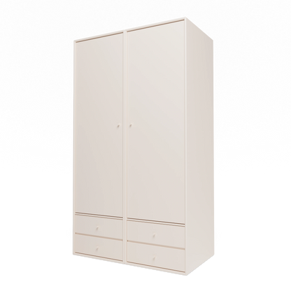 Armoire Attire IV Montana, laque 158 Oat, suspendu au rail mural, vue de trois quarts sur fond blanc