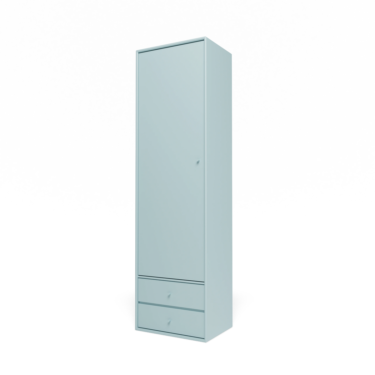 Armoire Attire I Montana, laque 148 Flint, suspendu au rail mural, vue de trois quarts sur fond blanc