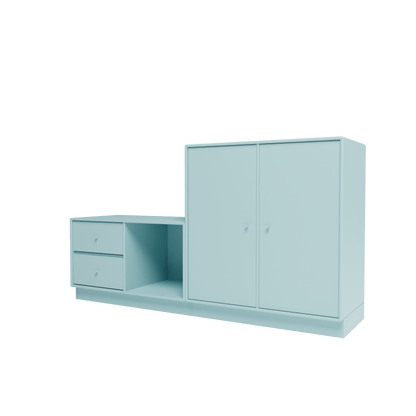 Banc Rest I Montana, laque 148 Flint, sur socle de 7 cm, vue de trois quarts sur fond blanc