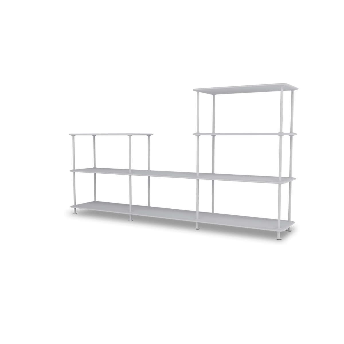 Etagère Free 312000 Montana, tablettes 209 Fjord et structure 02 Fjord, vue de trois quarts sur fond blanc