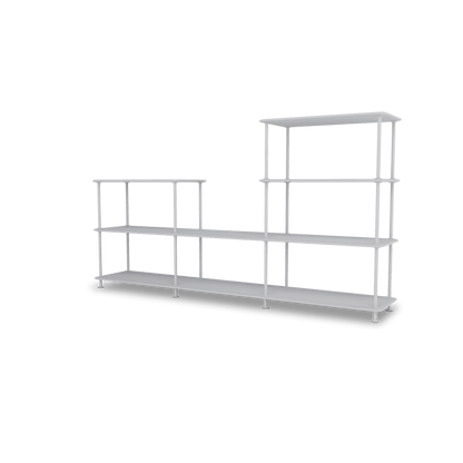 Etagère Free 312000 Montana, tablettes 209 Fjord et structure 02 Fjord, vue de trois quarts sur fond blanc