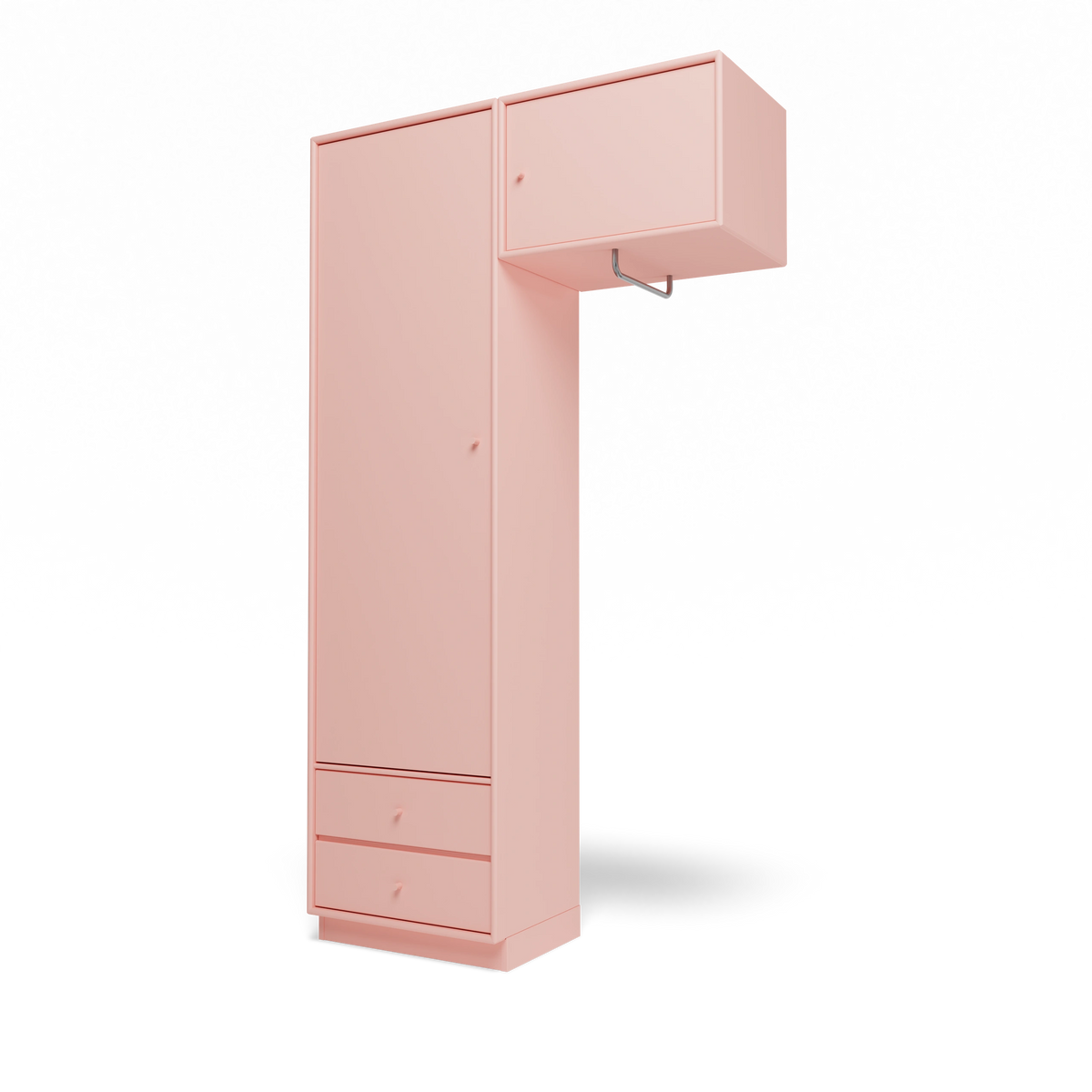 Armoire Attire II Montana, laque 167 Ruby, sur socle de 7 cm, vue de trois quarts sur fond blanc